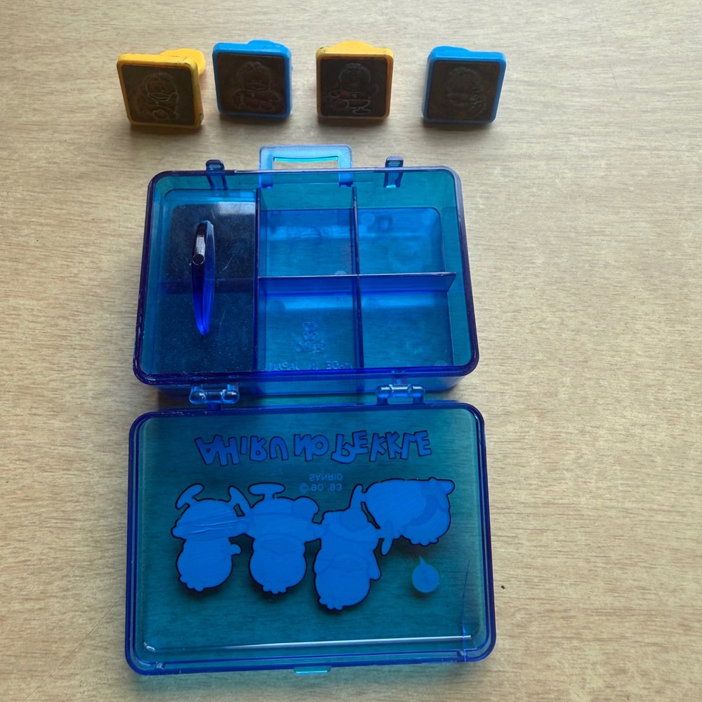 Sanrio Ahiru No Pekkle Stamp Set OS Blue Good 1993 Vintage Case 4 Stamps Japan - Picture 9 of 13